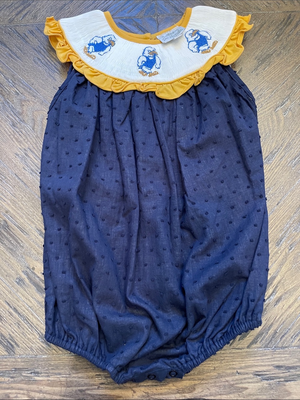Sew Magnolia Smocks Navy & Gold Smocked Georgia Southern Eagles Bubble